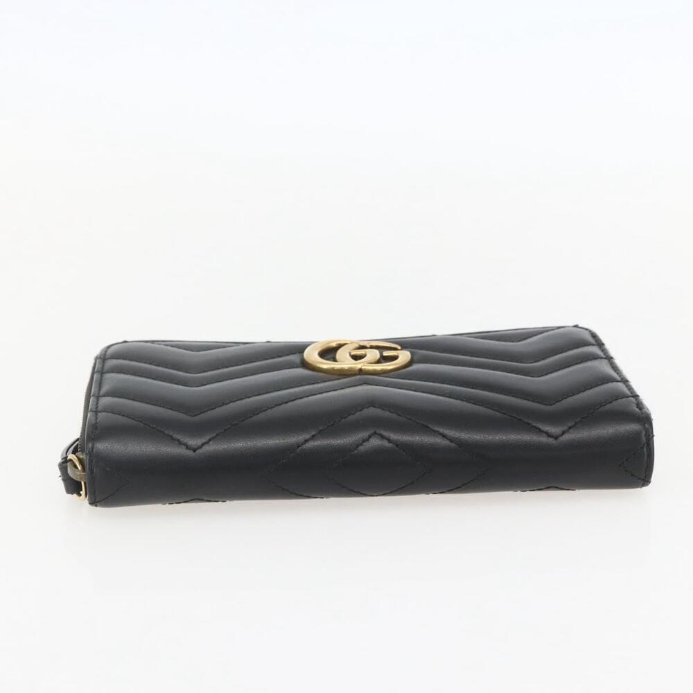 GUCCI GG Marmont Round Long Wallet Leather Black 443123 Auth am10264V - Picture 6 of 16
